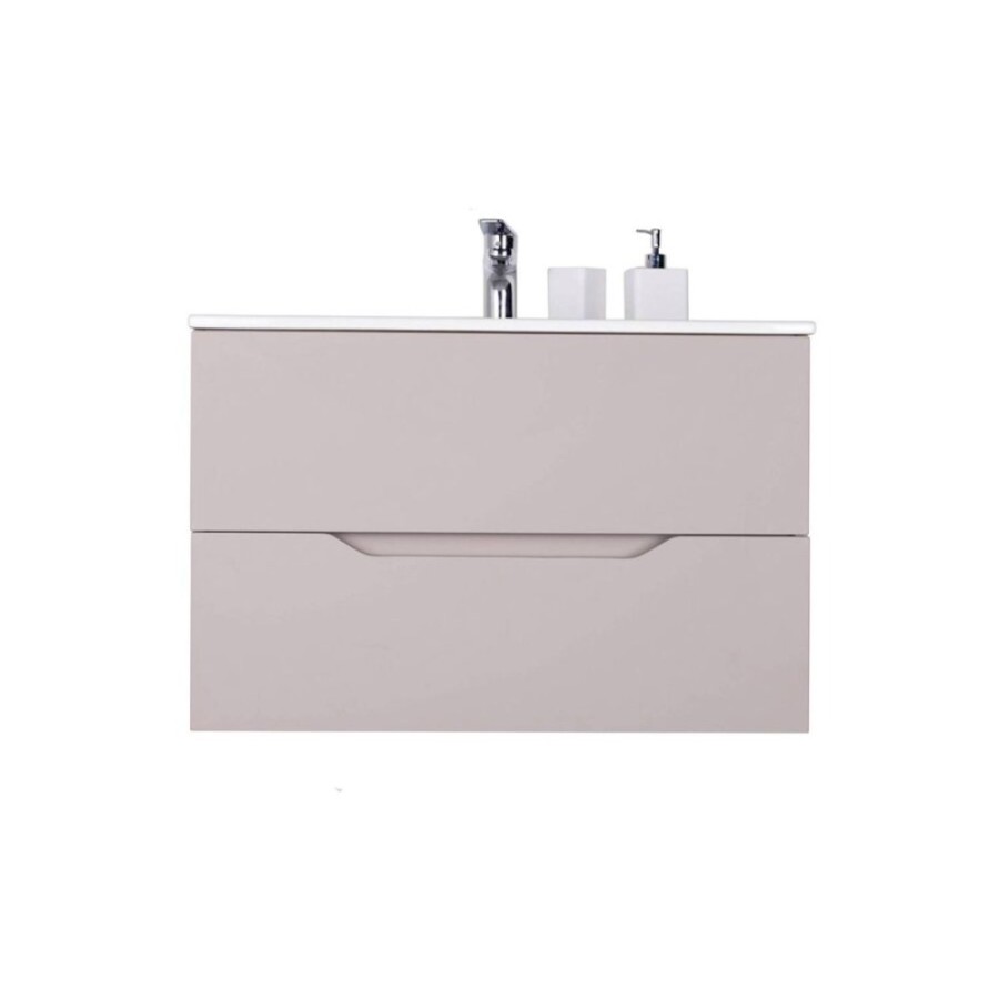 Тумба с раковиной Orange Line, Li-80TuL+Ra, подвесная, латте матовый Soft Touch