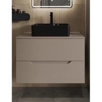 Тумба с раковиной Orange Line Li-80TuLMDF+B01-475MB, 80 см, подвесная, цвет латте матовый Soft Touch