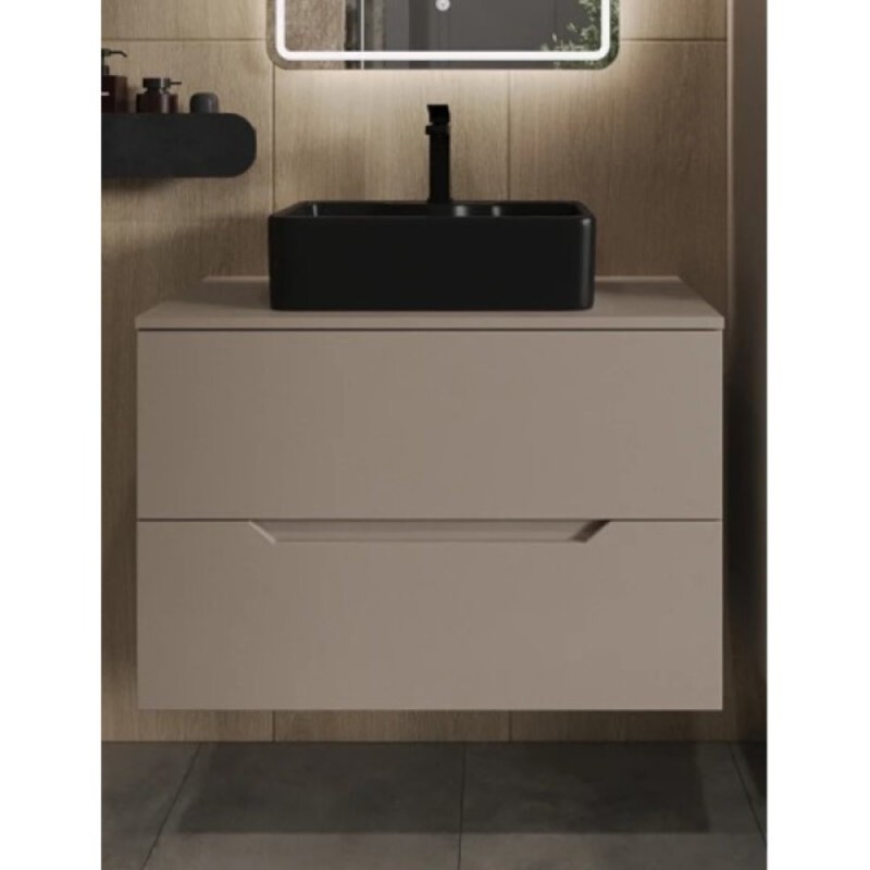 Тумба с раковиной Orange Line Li-80TuLMDF+B01-475MB, 80 см, подвесная, цвет латте матовый Soft Touch