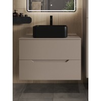 Тумба с раковиной Orange Line Li-80TuLMDF+B02-460MB, 80 см, подвесная, цвет латте матовый Soft Touch