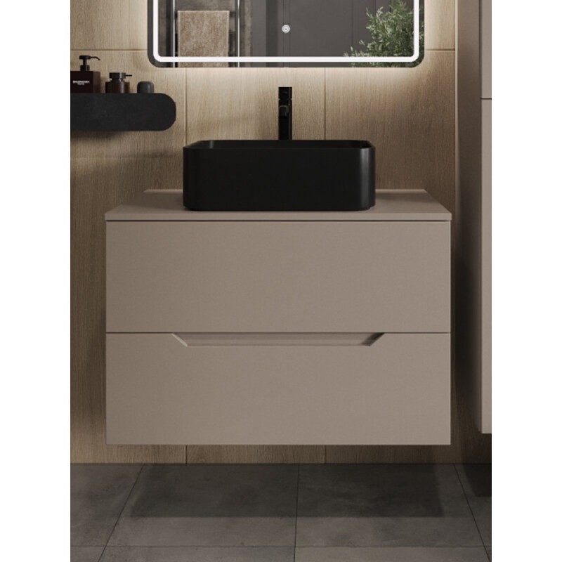 Тумба с раковиной Orange Line Li-80TuLMDF+B02-460MB, 80 см, подвесная, цвет латте матовый Soft Touch