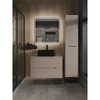 Тумба с раковиной Orange Line Li-80TuLMDF+B02-460MB, 80 см, подвесная, цвет латте матовый Soft Touch