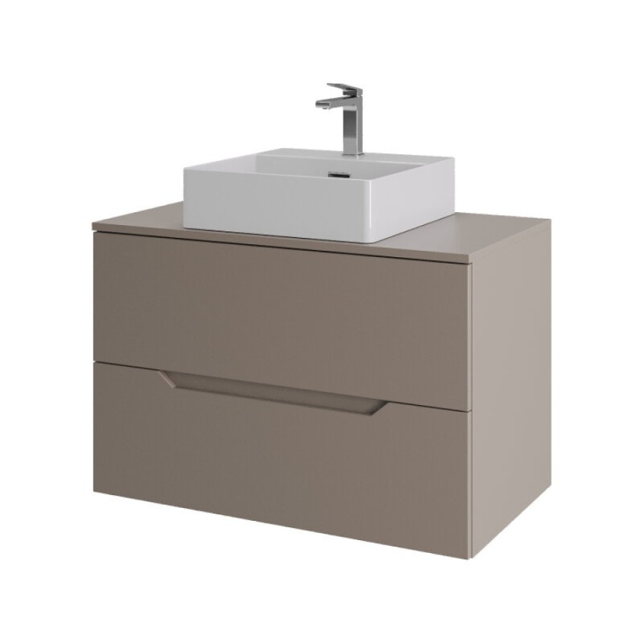 Тумба с раковиной Orange Line Li-80TuLMDF+B04-405W, 80 см, подвесная, цвет латте матовый Soft Touch