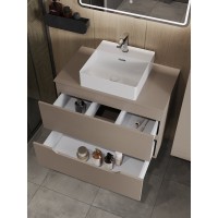 Тумба с раковиной Orange Line Li-80TuLMDF+B04-405W, 80 см, подвесная, цвет латте матовый Soft Touch