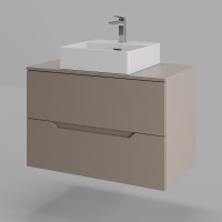 Тумба с раковиной Orange Line Li-80TuLMDF+B04-405W, 80 см, подвесная, цвет латте матовый Soft Touch