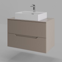 Тумба с раковиной Orange Line Li-80TuLMDF+B04-500W, 80 см, подвесная, цвет латте матовый Soft Touch
