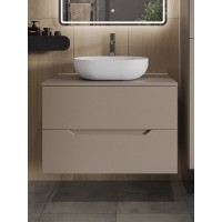 Тумба с раковиной Orange Line Li-80TuLMDF+B05-480W, 80 см, подвесная, цвет латте матовый Soft Touch
