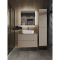 Тумба с раковиной Orange Line Li-80TuLMDF+B05-500W, 80 см, подвесная, цвет латте матовый Soft Touch