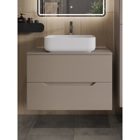 Тумба с раковиной Orange Line Li-80TuLMDF+B05-500W, 80 см, подвесная, цвет латте матовый Soft Touch