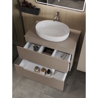 Тумба с раковиной Orange Line Li-80TuLMDF+B05-520W, 80 см, подвесная, цвет латте матовый Soft Touch