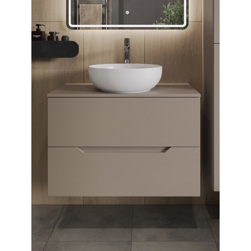 Тумба с раковиной Orange Li-80TuLMDF+B07-420W, 80 см, подвесная, цвет латте матовый Soft Touch
