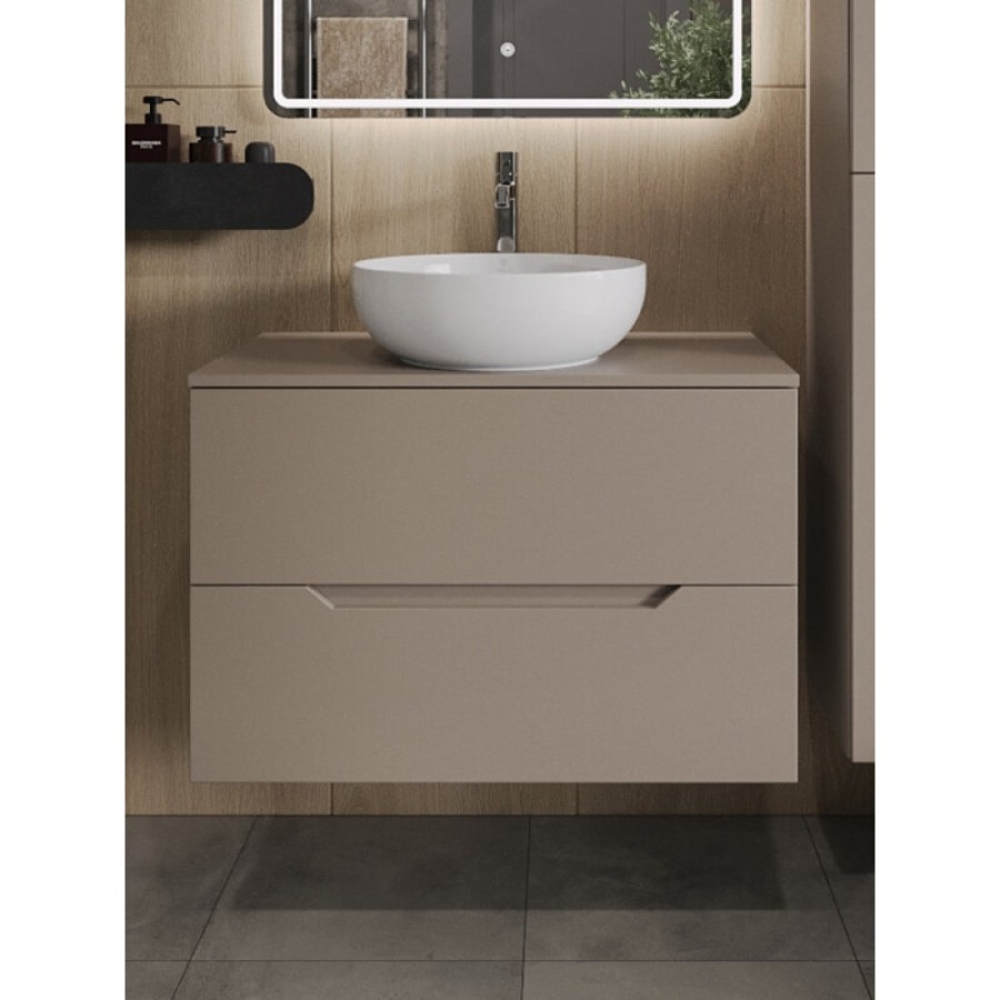 Тумба с раковиной Orange Li-80TuLMDF+B07-420W, 80 см, подвесная, цвет латте матовый Soft Touch
