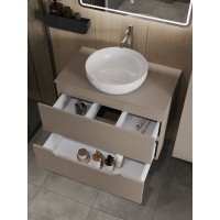 Тумба с раковиной Orange Li-80TuLMDF+B07-420W, 80 см, подвесная, цвет латте матовый Soft Touch