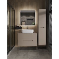 Тумба с раковиной Orange Line Li-80TuLMDF+B07-540W, 80 см, подвесная, цвет латте матовый Soft Touch
