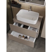 Тумба с раковиной Orange Line Li-80TuLMDF+B07-600W, 80 см, подвесная, цвет латте матовый Soft Touch
