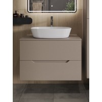 Тумба с раковиной Orange Line Li-80TuLMDF+B08-500W, 80 см, подвесная, цвет латте матовый Soft Touch