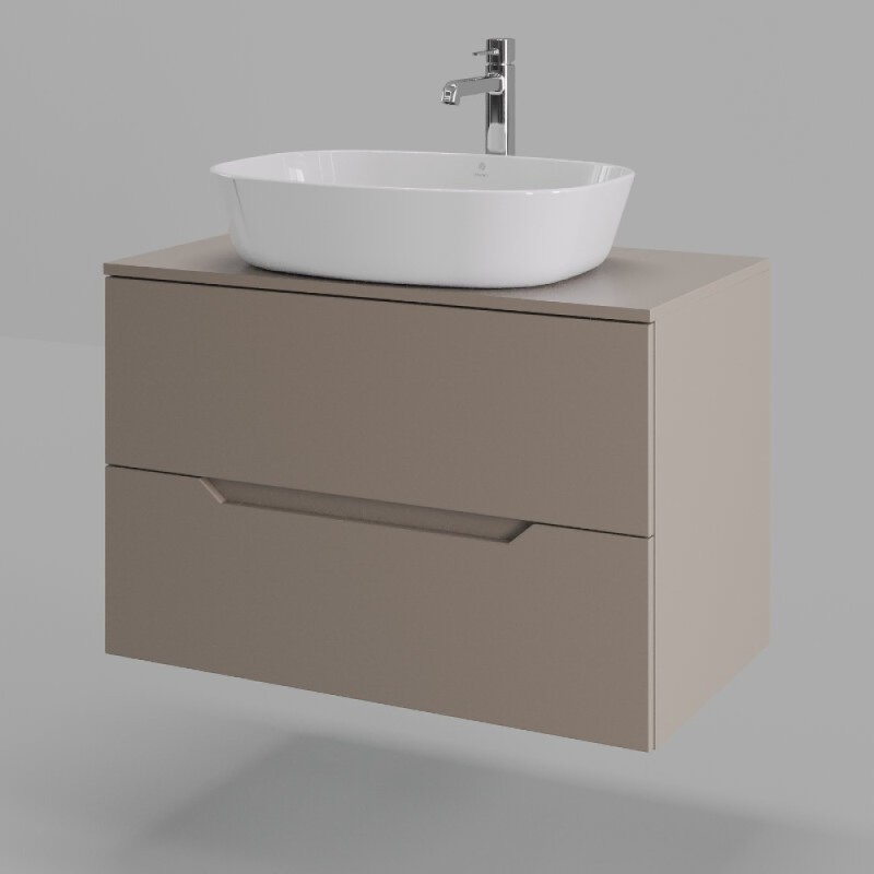 Тумба с раковиной Orange Line Li-80TuLMDF+B08-500W, 80 см, подвесная, цвет латте матовый Soft Touch