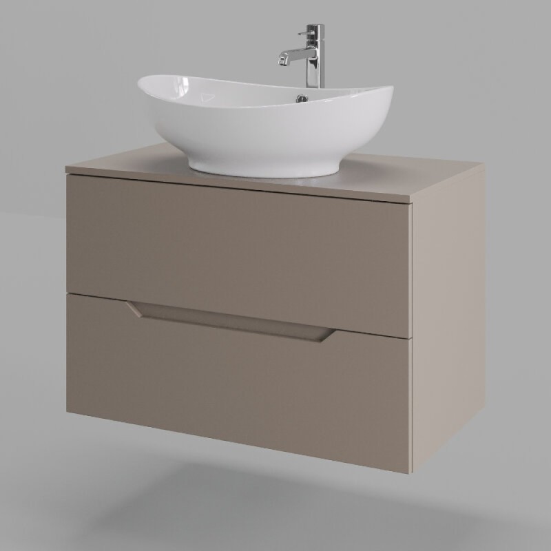 Тумба с раковиной Orange Line Li-80TuLMDF+B08-585W, 80 см, подвесная, цвет латте матовый Soft Touch