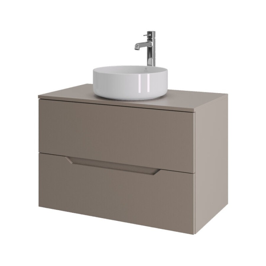 Тумба с раковиной Orange Line Li-80TuLMDF+B09-360W, 80 см, подвесная, цвет латте матовый Soft Touch