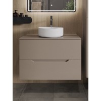 Тумба с раковиной Orange Line Li-80TuLMDF+B09-360W, 80 см, подвесная, цвет латте матовый Soft Touch