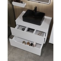 Тумба с раковиной Orange Line Li-80TuwMDF+B01-475MB, 80 см, подвесная, цвет белый матовый Soft Touch