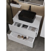 Тумба с раковиной Orange Line Li-80TuwMDF+B02-460MB, 80 см, подвесная, цвет белый матовый Soft Touch