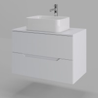 Тумба с раковиной Orange Line Li-80TuwMDF+B02-460W, 80 см, подвесная, цвет белый матовый Soft Touch