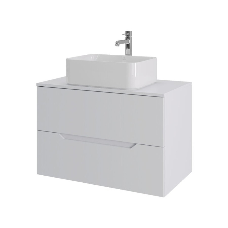 Тумба с раковиной Orange Line Li-80TuwMDF+B02-460W, 80 см, подвесная, цвет белый матовый Soft Touch