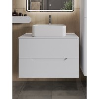 Тумба с раковиной Orange Line Li-80TuwMDF+B02-460W, 80 см, подвесная, цвет белый матовый Soft Touch