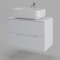 Тумба с раковиной Orange Line Li-80TuwMDF+B03-600W, 80 см, подвесная, цвет белый матовый Soft Touch