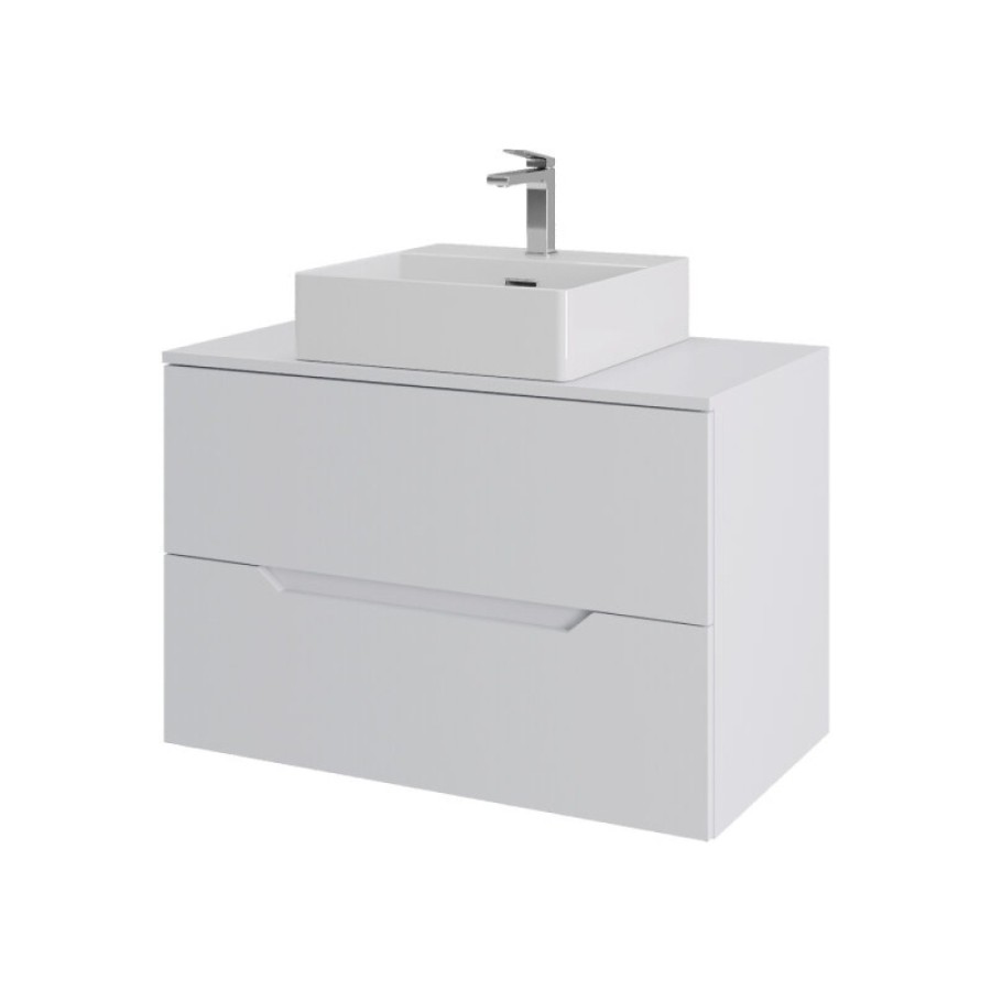 Тумба с раковиной Orange Line Li-80TuwMDF+B04-405W, 80 см, подвесная, цвет белый матовый Soft Touch