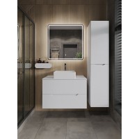 Тумба с раковиной Orange Line Li-80TuwMDF+B04-405W, 80 см, подвесная, цвет белый матовый Soft Touch