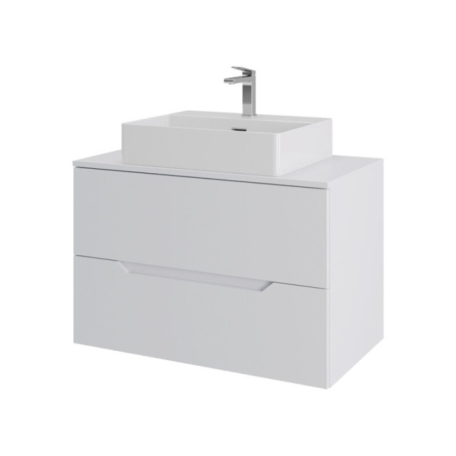 Тумба с раковиной Orange Line Li-80TuwMDF+B04-500W, 80 см, подвесная, цвет белый матовый Soft Touch