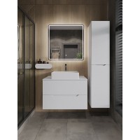 Тумба с раковиной Orange Line Li-80TuwMDF+B04-500W, 80 см, подвесная, цвет белый матовый Soft Touch