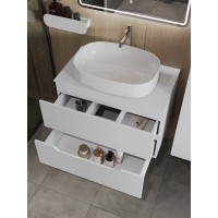Тумба с раковиной Orange Line Li-80TuwMDF+B04-600W, 80 см, подвесная, цвет белый матовый Soft Touch