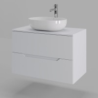 Тумба с раковиной Orange Line Li-80TuwMDF+B05-480W, 80 см, подвесная, цвет белый матовый Soft Touch