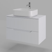 Тумба с раковиной Orange Line Li-80TuwMDF+B05-500W, 80 см, подвесная, цвет белый матовый Soft Touch