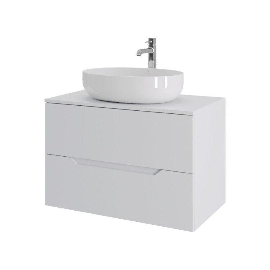 Тумба с раковиной Orange Line Li-80TuwMDF+B05-520W, 80 см, подвесная, цвет белый матовый Soft Touch
