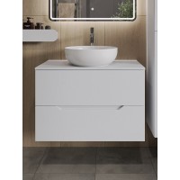 Тумба с раковиной Orange Line Li-80TuwMDF+B07-420W, 80 см, подвесная, цвет белый матовый Soft Touch