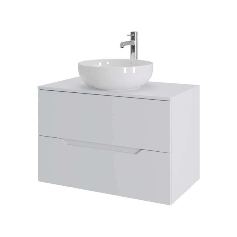 Тумба с раковиной Orange Line Li-80TuwMDF+B07-420W, 80 см, подвесная, цвет белый матовый Soft Touch