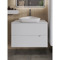 Тумба с раковиной Orange Line Li-80TuwMDF+B07-500W, 80 см, подвесная, цвет белый матовый Soft Touch