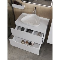 Тумба с раковиной Orange Line Li-80TuwMDF+B07-500W, 80 см, подвесная, цвет белый матовый Soft Touch