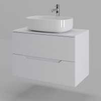 Тумба с раковиной Orange Line Li-80TuwMDF+B07-540W, 80 см, подвесная, цвет белый матовый Soft Touch