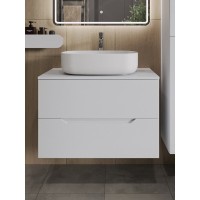 Тумба с раковиной Orange Line Li-80TuwMDF+B07-540W, 80 см, подвесная, цвет белый матовый Soft Touch