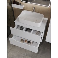 Тумба с раковиной Orange Line Li-80TuwMDF+B07-600W, 80 см, подвесная, цвет белый матовый Soft Touch