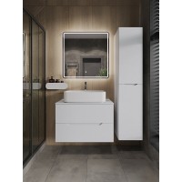 Тумба с раковиной Orange Line Li-80TuwMDF+B07-600W, 80 см, подвесная, цвет белый матовый Soft Touch