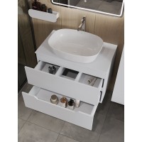 Тумба с раковиной Orange Line Li-80TuwMDF+B08-500W, 80 см, подвесная, цвет белый матовый Soft Touch