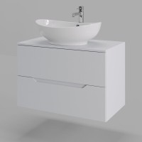 Тумба с раковиной Orange Line Li-80TuwMDF+B08-585W, 80 см, подвесная, цвет белый матовый Soft Touch