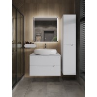 Тумба с раковиной Orange Line Li-80TuwMDF+B08-640W, 80 см, подвесная, цвет белый матовый Soft Touch