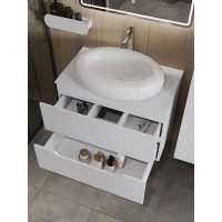 Тумба с раковиной Orange Line Li-80TuwMDF+B08-640W, 80 см, подвесная, цвет белый матовый Soft Touch